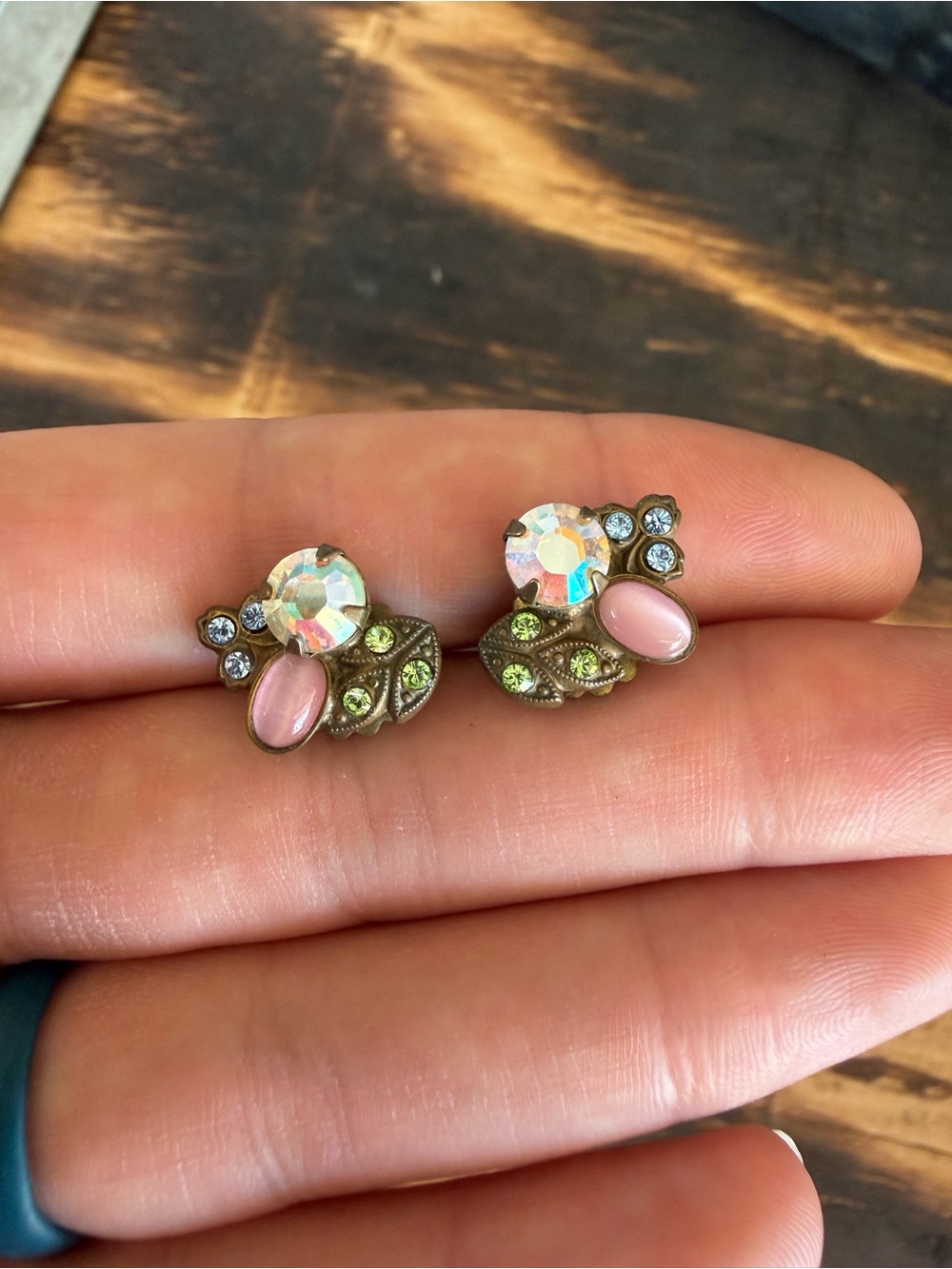 Sorrelli Pink and Iridescent Crystal Stud Earrings - Women's Fashion Jewelry